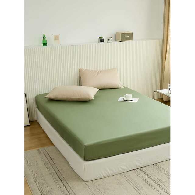 100S tribute satin high-string long velvet cotton sheets and covers simple solid color high-end cotton mattress protective cover