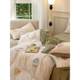 Waffle Cartoon Bed Sheet Flange Coral Parts Set Bed Milk Quilt Cover Warm Grid Flush Four Thickened