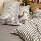 Ins simple style small plaid four-piece set girl's heart naked sleeping sheets and quilt cover 1.51.8m single bed three-piece set