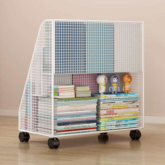 Children's bookshelf floor-standing baby picture book toy storage rack simple bookcase with wheels movable reading rack