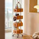 Household floor-standing bookshelf living room cherry wood corner storage rack movable storage cabinet storage display cabinet corner cabinet
