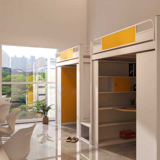Apartment bed, bed, table, combined integrated bed, college student staff dormitory, double-story school dormitory, iron bed