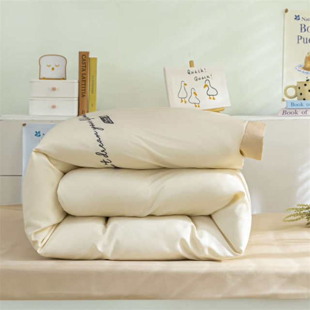 Simple Feng Shui Washing Cotton Student Season Three-piece Skin-friendly Nude Sleeping Quilt Cover Cover Bed Sheet Single Double Dormitory Bedding