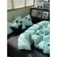 Girl Ins Fresh Blue Black Bow Towel Embroidered Washing Cotton Four-Piece Set Bed Sheet 1.8 Quilt Set Three-Piece Set