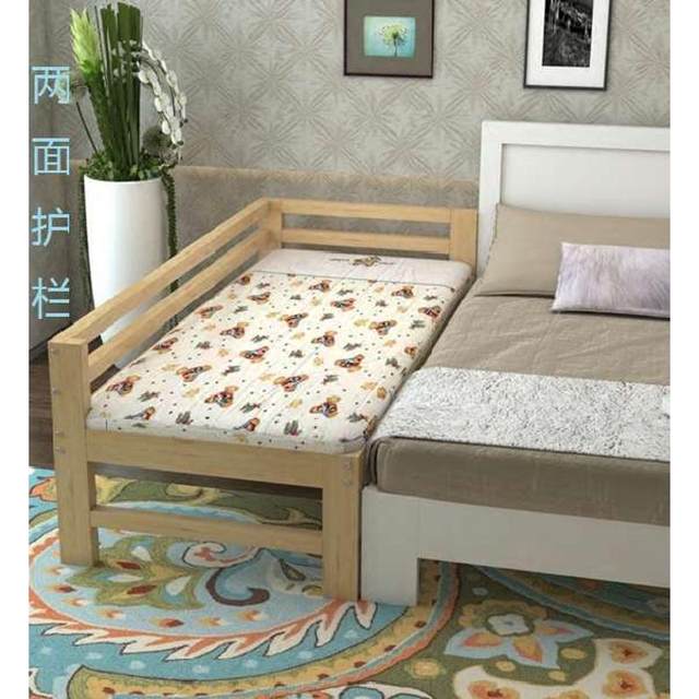 Custom made solid wood children's bed with guardrail widened bed single bed side bed pine bed frame splicing bed widened bed