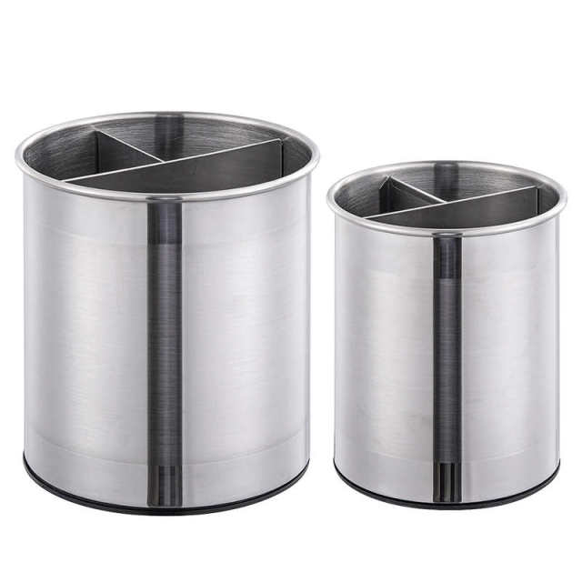 Stainless steel trash can kitchen living room household uncovered rotary storage barrel round barrel desktop multi-function storage barrel