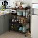 Kitchen storage rack floor-standing multi-layer wheeled movable fruit and vegetable basket trolley microwave oven storage rack