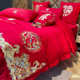High-end wedding four-piece set big red embroidered quilt cover bed sheet hat Chinese style new wedding wedding gift six-piece set