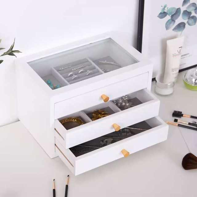 Solid wood jewelry box multi-layer drawer jewelry storage box simple modern jewelry box large capacity anti-oxidation jewelry box
