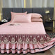 Summer cool mat bed skirt three-piece set ice silk mat household bed sheet lace air conditioner soft. The mat can be machine washed