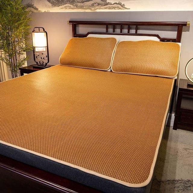 Cool mat three-piece set 1.5 meters 1.8 meters bed sheets for people with foldable ice silk mat ice and wicker mat 0