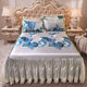 2022 new bed sheet ice silk mat cool mat three-piece set summer 1.8m bed skirt soft mat air conditioning mat folding water washing