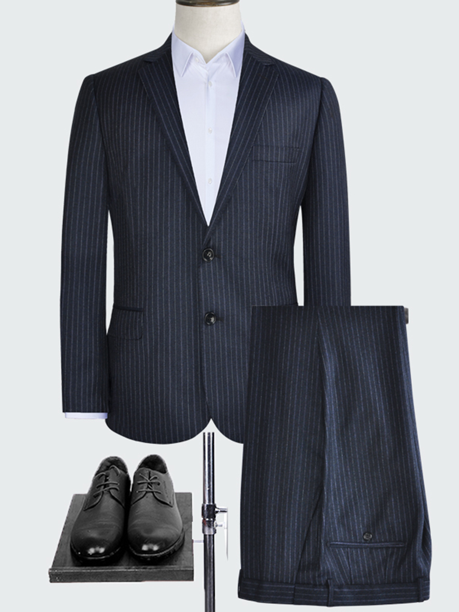 100 WOOL PLUS SIZE SUIT SUIT FAT SUIT VERTICAL STRIP LOOSE SUIT WORKWEAR MENS SPRING AND AUTUMN SUIT A0003