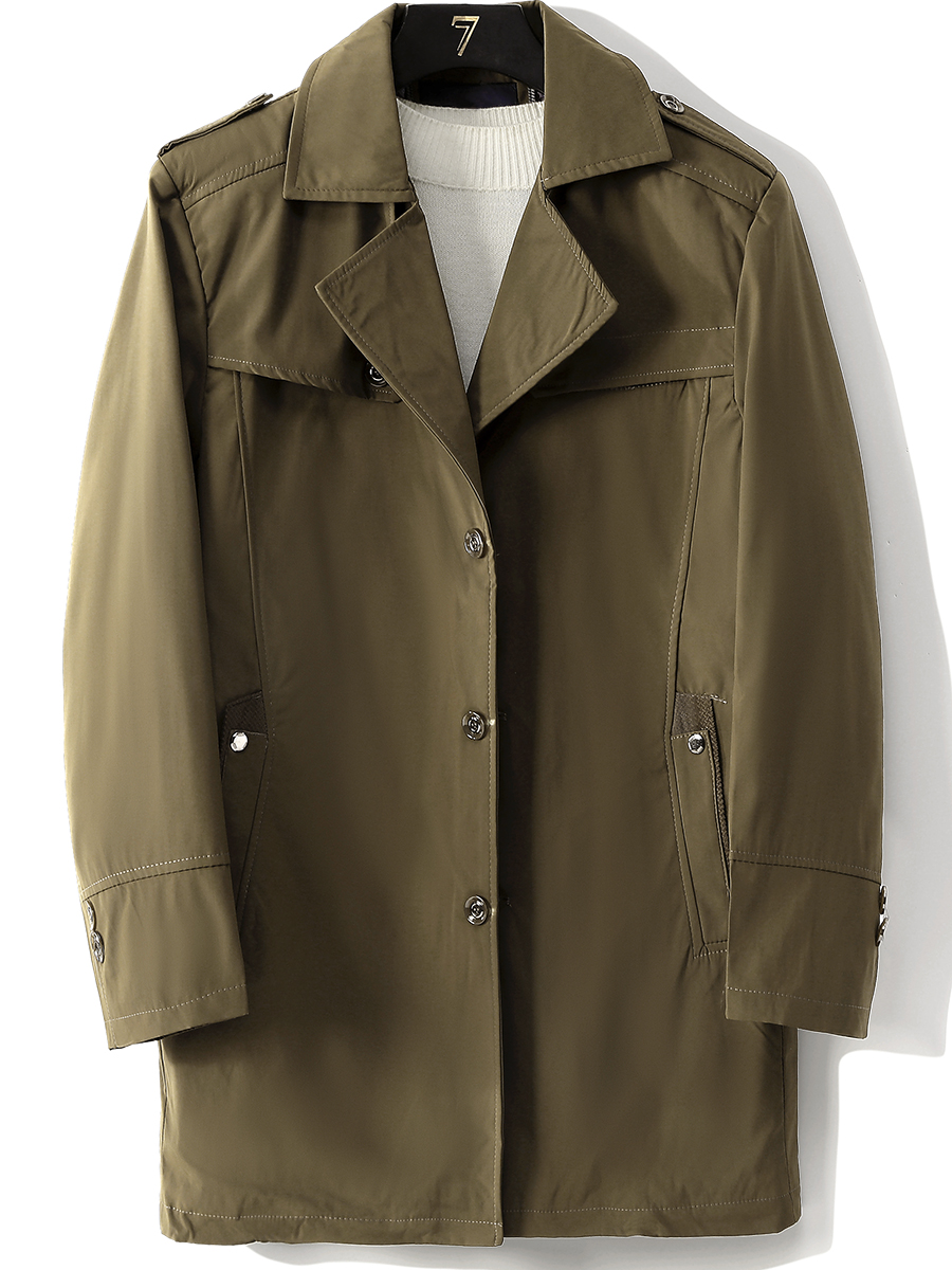 FATTENING AND WIDENING PLUS SIZE MENS COTTON WINDBREAKER MENS SPRING MID-LENGTH LOOSE COAT MIDDLE-AGED AND ELDERLY DAD OUTFIT 2029