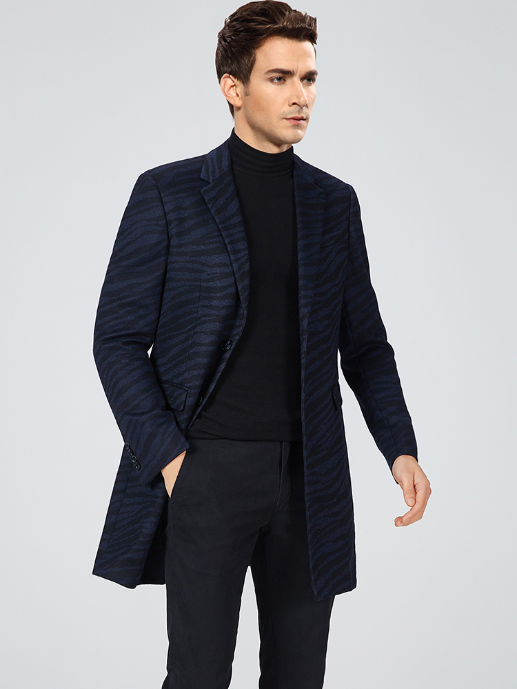 WOOL WOOLEN COAT SUIT COLLAR MIDI TRENCH COAT BUSINESS THICK COAT FASHION MENSWEAR BRAND CUT LABEL 7117