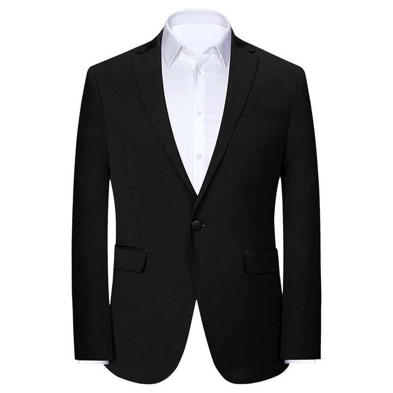 ANTI-PILLING WOOL STRETCH SUIT BLACK MENS PROFESSIONAL WORKWEAR BANQUET DRESS LUOJIA CUT LABEL TIDE 1052
