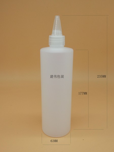 厂家现货500ML半透明尖嘴瓶28/410牙口塑料瓶 电发水盖瓶 旋盖瓶