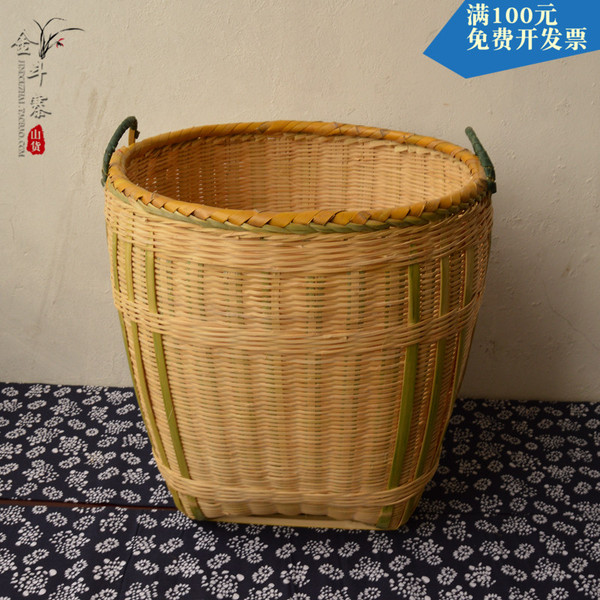 湘西手工竹编竹筐小大号筐家用田园厨房收纳筐超市展示筐带盖竹匾