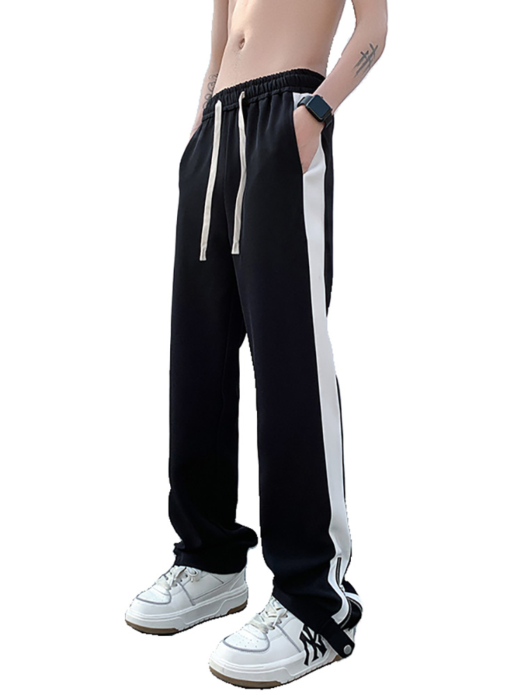 TRENDY AND EXCELLENT AUTUMN AND WINTER NEW HIGH-QUALITY DRAPED AMERICAN HIGH STREET NICHE SLACKS MENS LOOSE COLOR-BLOCKED LONG PANTS