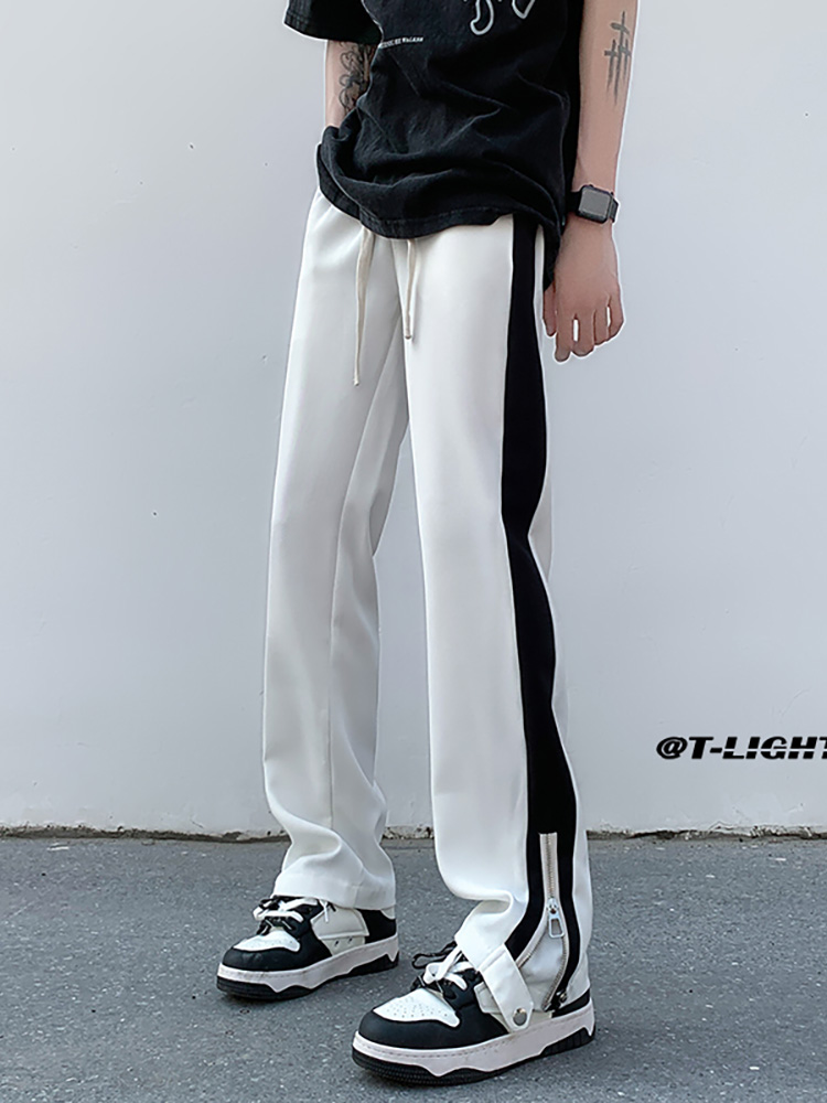 TRENDY AND EXCELLENT AUTUMN AND WINTER NEW HIGH-QUALITY DRAPED AMERICAN HIGH STREET NICHE SLACKS MENS LOOSE COLOR-BLOCKED LONG PANTS