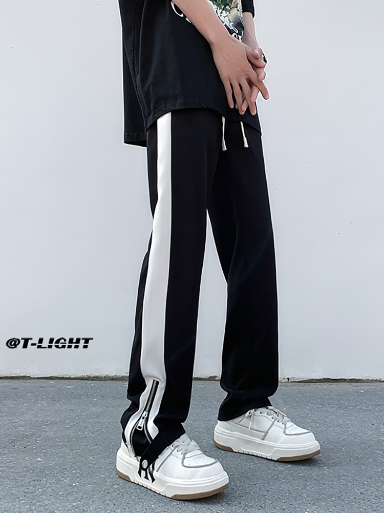TRENDY AND EXCELLENT AUTUMN AND WINTER NEW HIGH-QUALITY DRAPED AMERICAN HIGH STREET NICHE SLACKS MENS LOOSE COLOR-BLOCKED LONG PANTS