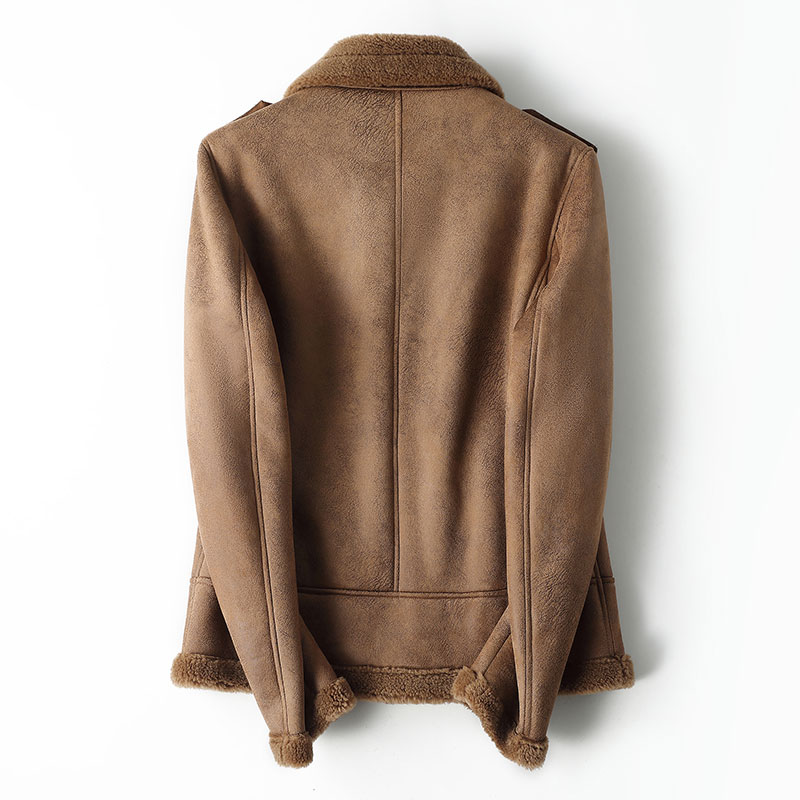 SPECIAL CLEARANCE  NEW CASHMERE FUR INTEGRATED MENS SHORT BIKER JACKET LEATHER COAT FUR COAT WINTER