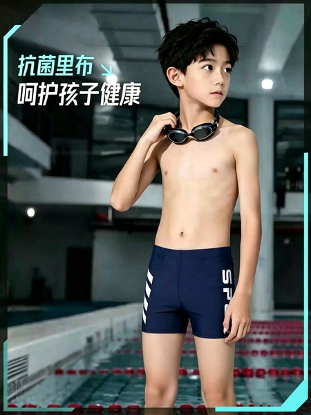 儿童泳裤2026新款男孩高弹速干专业训练游泳装中大童学生平角短裤 — 4