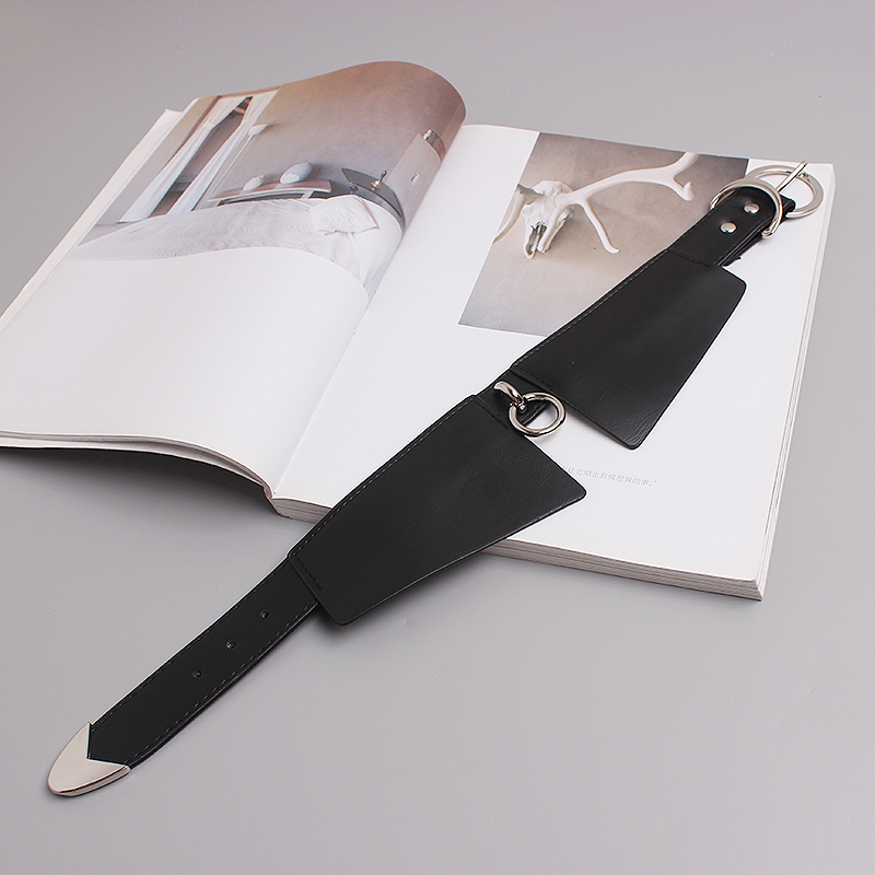 EUROPEAN AND AMERICAN STYLE HIP-HOP FASHION TREND PERSONALITY VERSATILE RING PENDANT PU LEATHER FAKE COLLAR TIDE GIRL