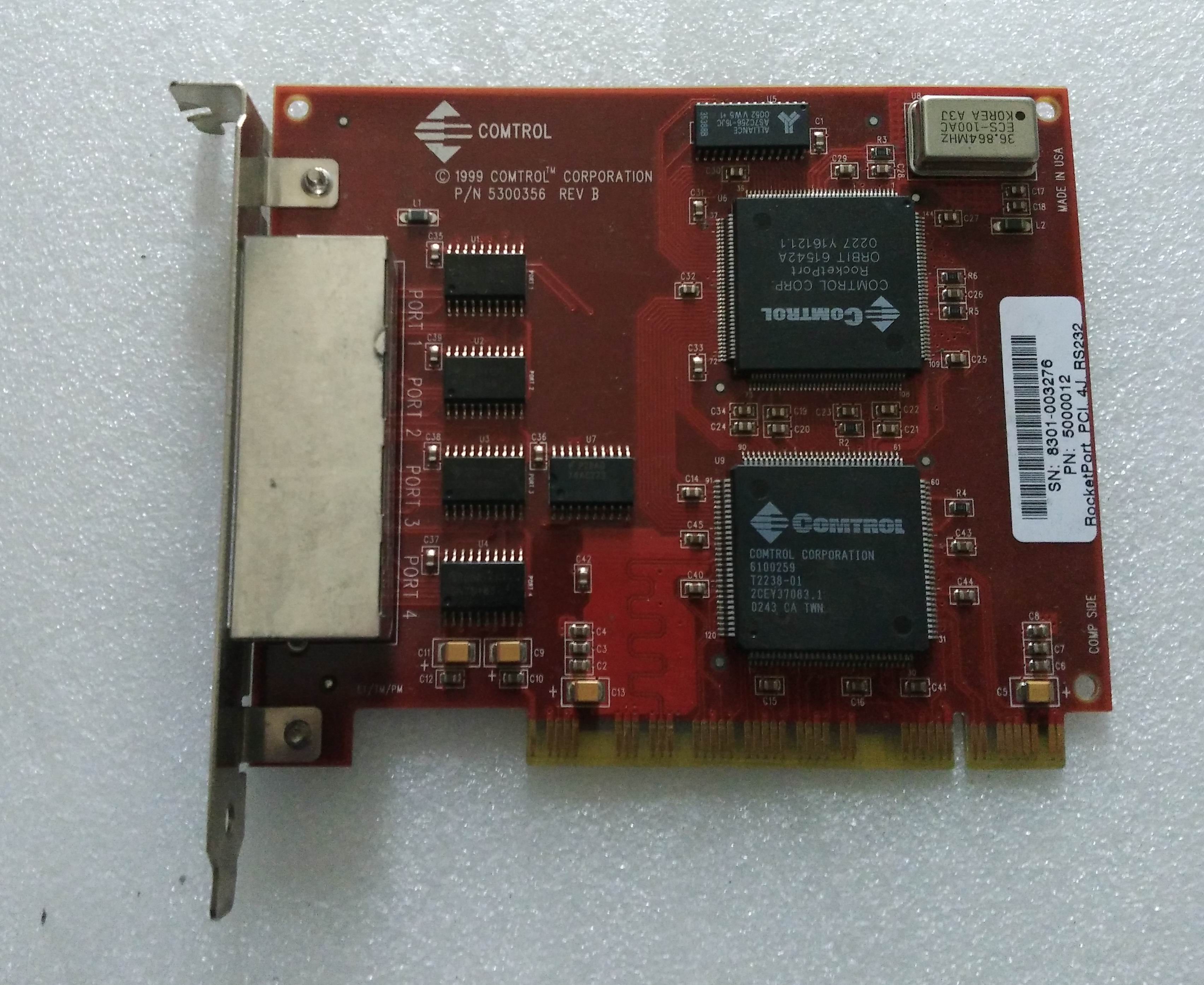 원본 COMTROL 5300356 REV B 5000012 ROCKETPORT PCI.4J.RS2332
