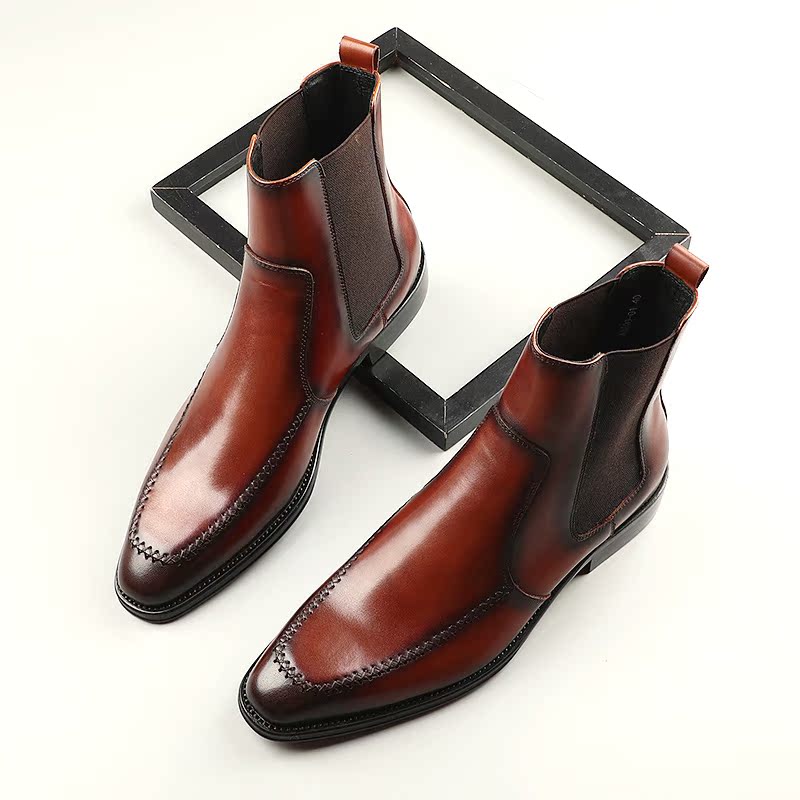 2020 NEW CHELSEA BOOTS MENS LEATHER SLEEVE BOOTIES AUTUMN BUSINESS FORMAL WEAR MENS BOOTS BRITISH MENS LEATHER BOOTS TIDE