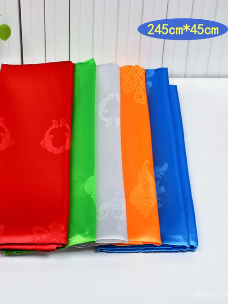 藏族饰品哈达五色八吉祥提花西藏蒙古族饰品供奉用2.4米白色哈达