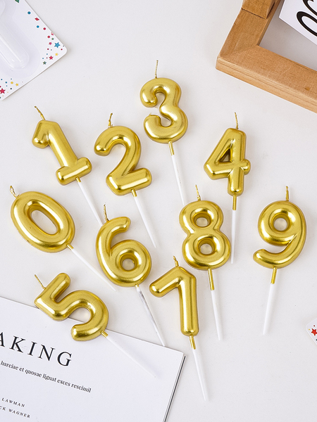 0-9金色数字蜡烛蛋糕装饰插件生日派对甜品台烘焙装扮生日小蜡烛