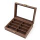 Retro 8-grid sunglasses display box Brown glasses display storage box Wood grain leather sunglasses collection box
