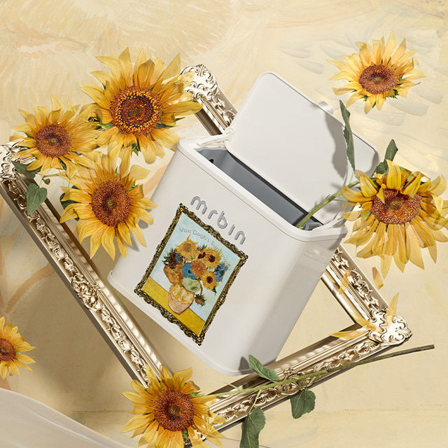 Wheat bucket sunflower kitchen wall-mounted trash can with lid small high-value bathroom sanitary bucket storage barrel