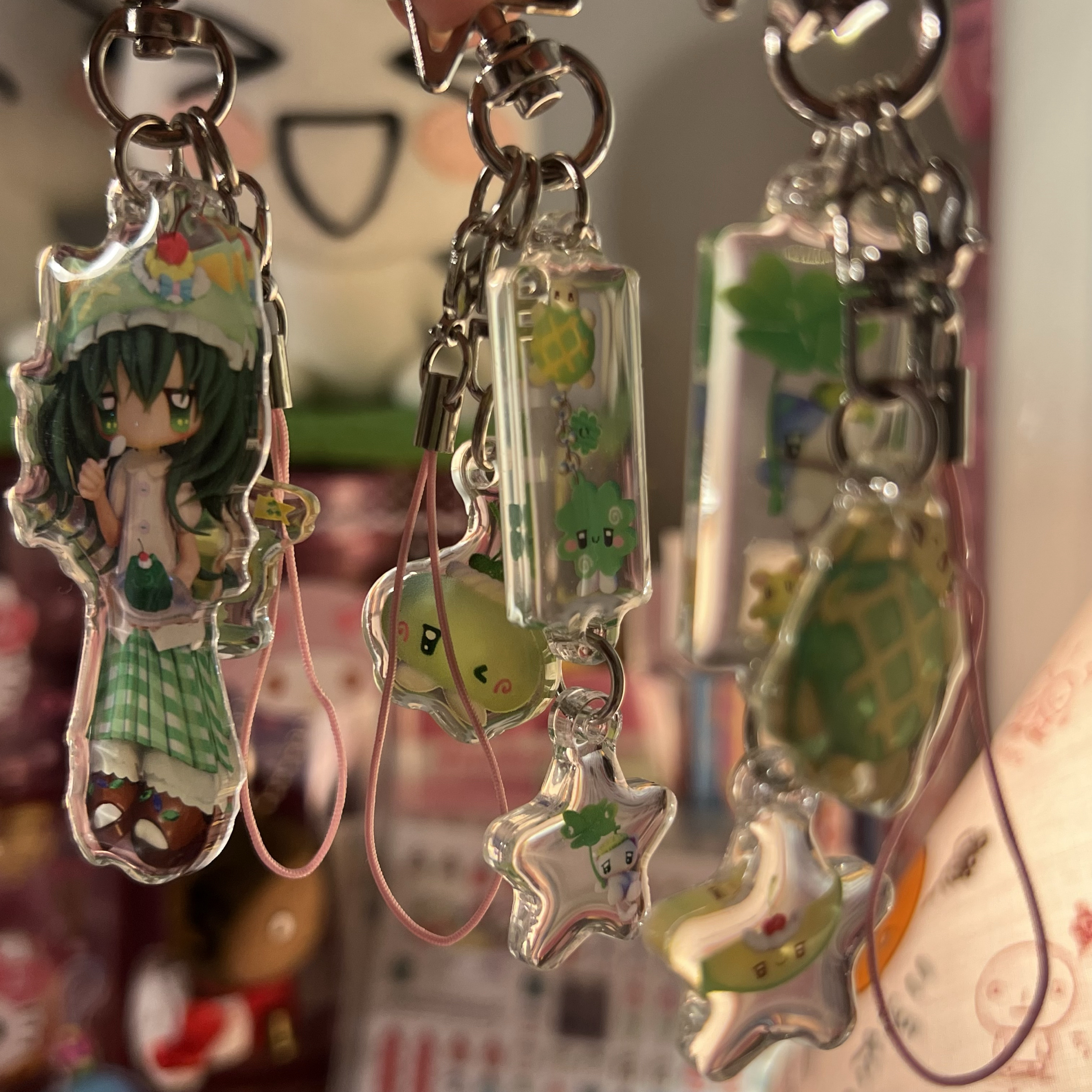 YAOX CARAMEL MELON HOUSE ACRYLIC GLITTER DROP GLUE PENDANT KEYCHAIN SCHOOL BAG HANGING
