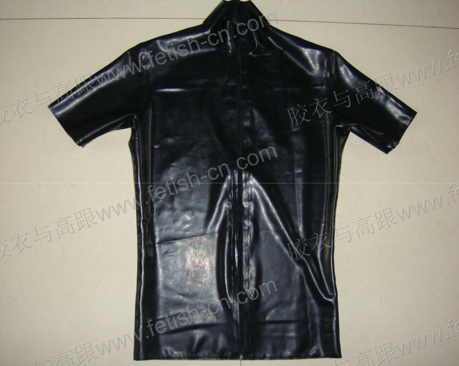 LATEX DOUBLE-SIDED SHINY SKINNY SHORT-SLEEVED CARDIGAN