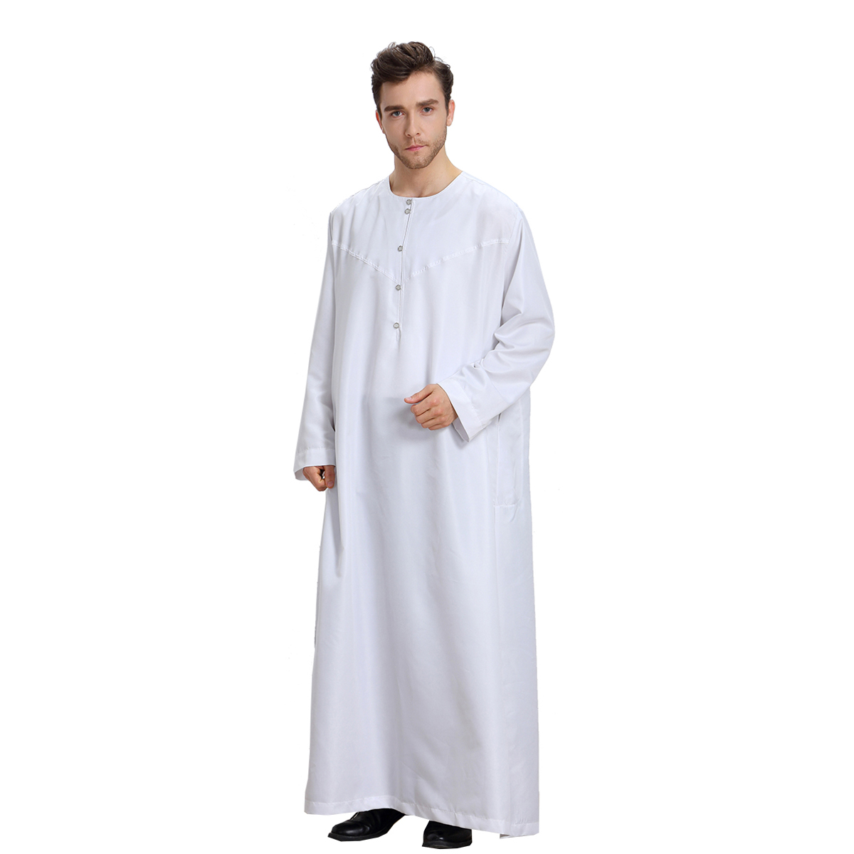 MIDDLE EASTERN ARABIC MENS PLAIN COLOR ROUND NECK LONG SLEEVED ROBE TH808