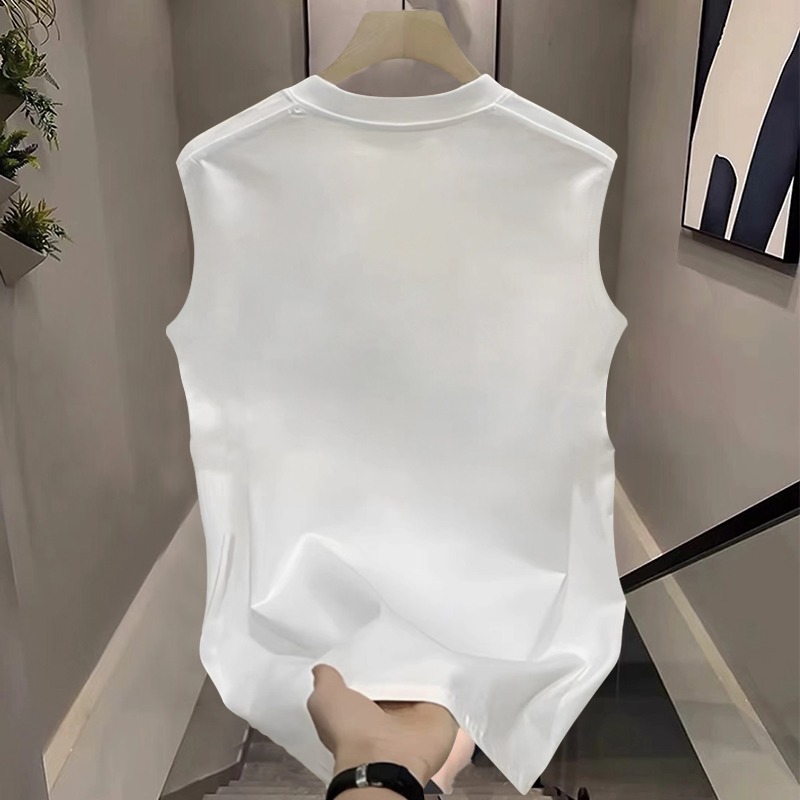 OVERSEAS ORDER TAIL GOODS CUT THE LABEL TO WITHDRAW THE FOREIGN TRADE SUMMER FASHION TREND SHOULDER VEST MENS AND WOMENS COTTON SLEEVELESS T-SHIRT