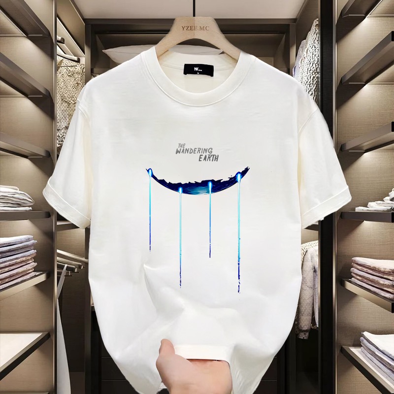 OVERSEAS ORDER TAIL GOODS CUT LABEL WITHDRAWAL FOREIGN TRADE AMERICAN RETRO CASUAL PRINT SHORT SLEEVE T-SHIRT SUMMER MENS AND WOMENS TOPS