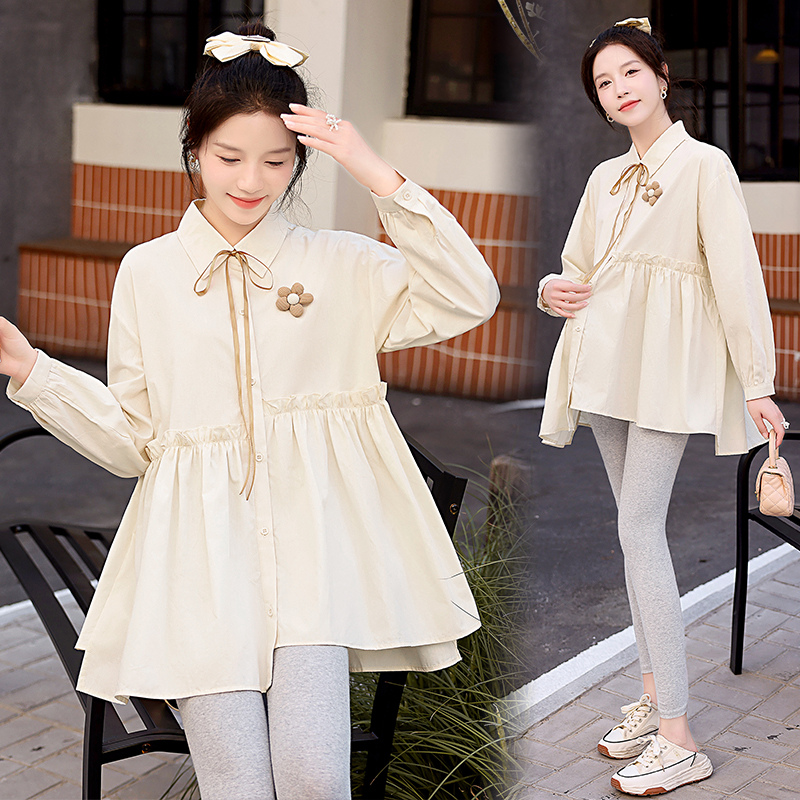 MATERNITY SPRING SHIRT FASHION SUIT OUT 2024 NEW LOOSE AUTUMN LONG SLEEVE TOP SHIRT FEMALE