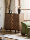 Medium style side cabinet, Wasabi living room, bedroom sofa side cabinet, French walnut color retro wine cabinet storage cabinet