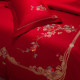 New Chinese wedding embroidery full cotton wedding four-six pieces set Newly-wedding big red bed sheet quilt cover wedding dowry bedding