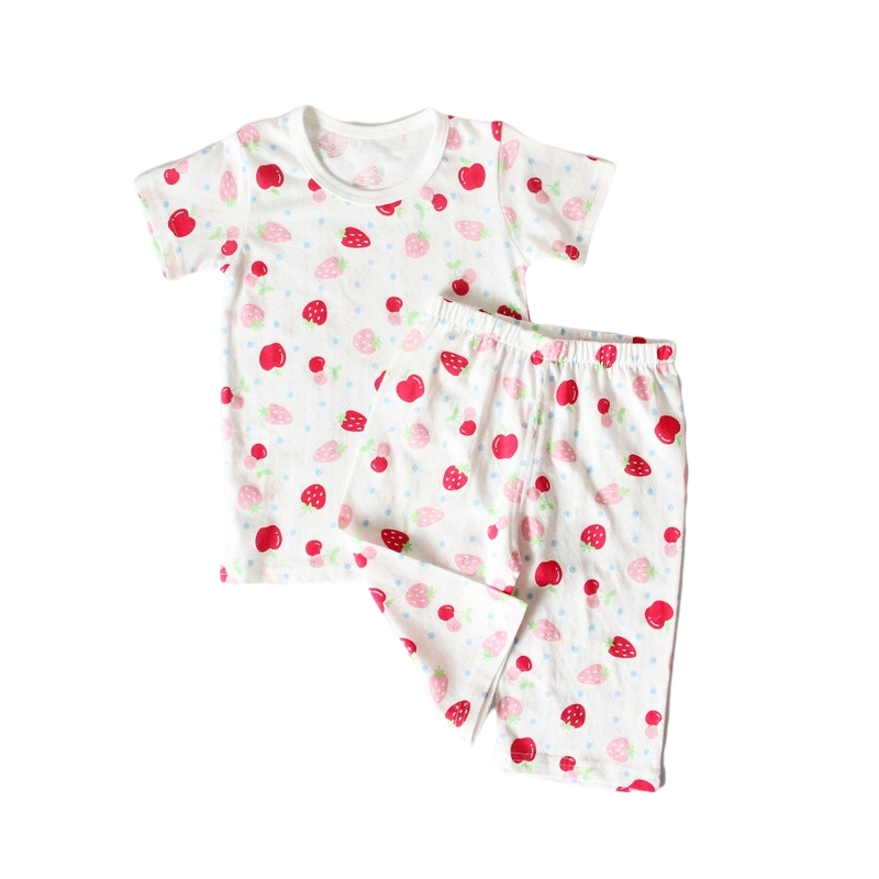 OLD CUSTOMERS REPURCHASE SOFT AND BREATHABLE BOYS AND GIRLS SUMMER MESH HOLLOW THIN SHORT-SLEEVED PAJAMAS COTTON LOUNGEWEAR
