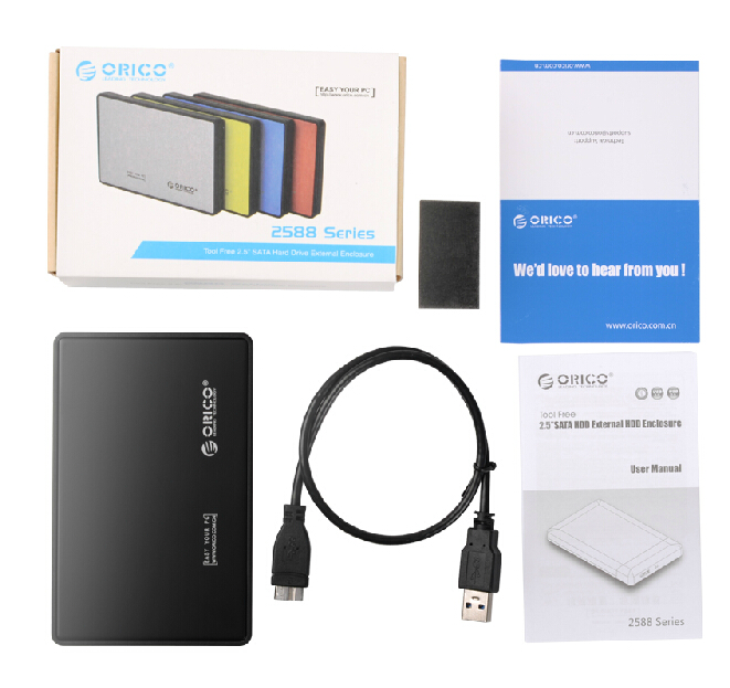 ORICO 2588US3 2.5인치 모바일 하드 드라이브 박스 USB3.0 노트북 하드 드라이브 박스 2.5 직렬 포트