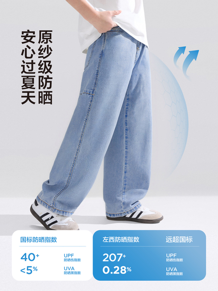 左西童装男童裤子夏季薄款儿童凉感天丝牛仔裤2026新款大童防蚊裤 — 4