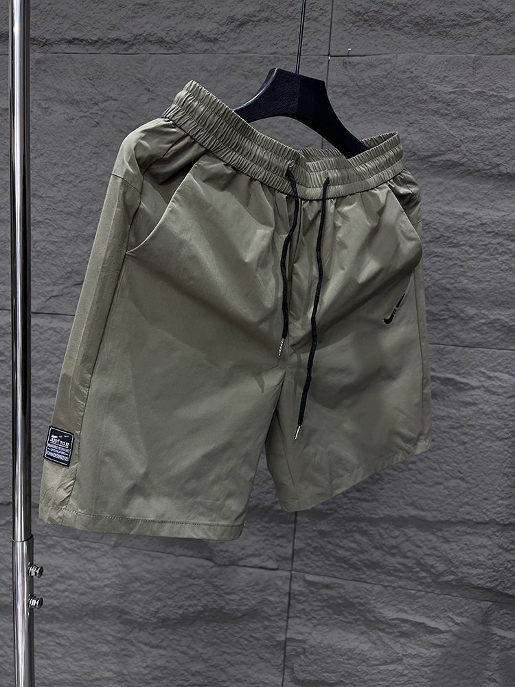 SUMMER MENS SHORTS THIN CROPPED PANTS ICE SILK CASUAL SPORTS QUICK-DRYING PANTS LOOSE STRAIGHT BEACH PANTS BREATHABLE PANTS