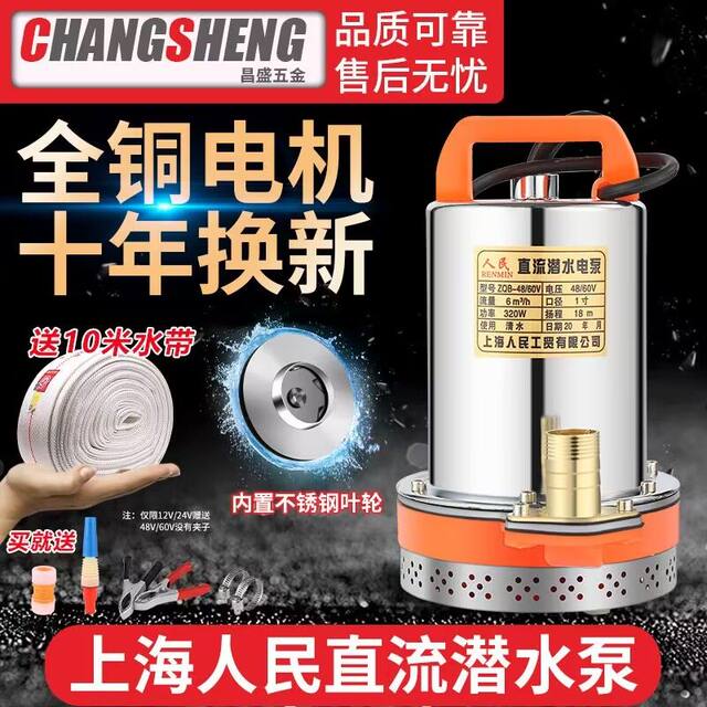 Shanghai People's 12V24V48V60V72V DC submersible pump Electric vehicle pump battery pump