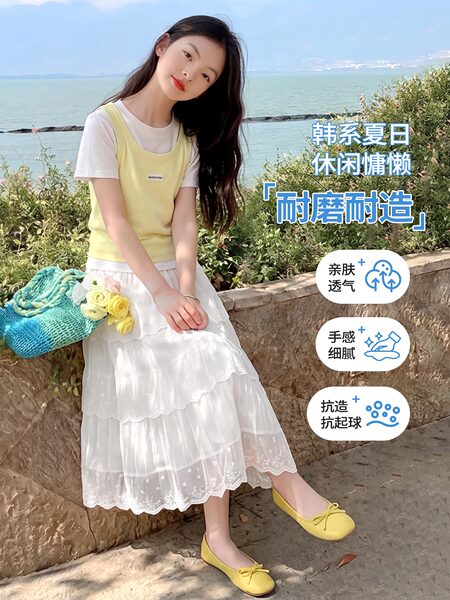 女童连衣裙夏季短袖套装儿童2026新款春秋多巴胺大童女孩公主裙子 — 4
