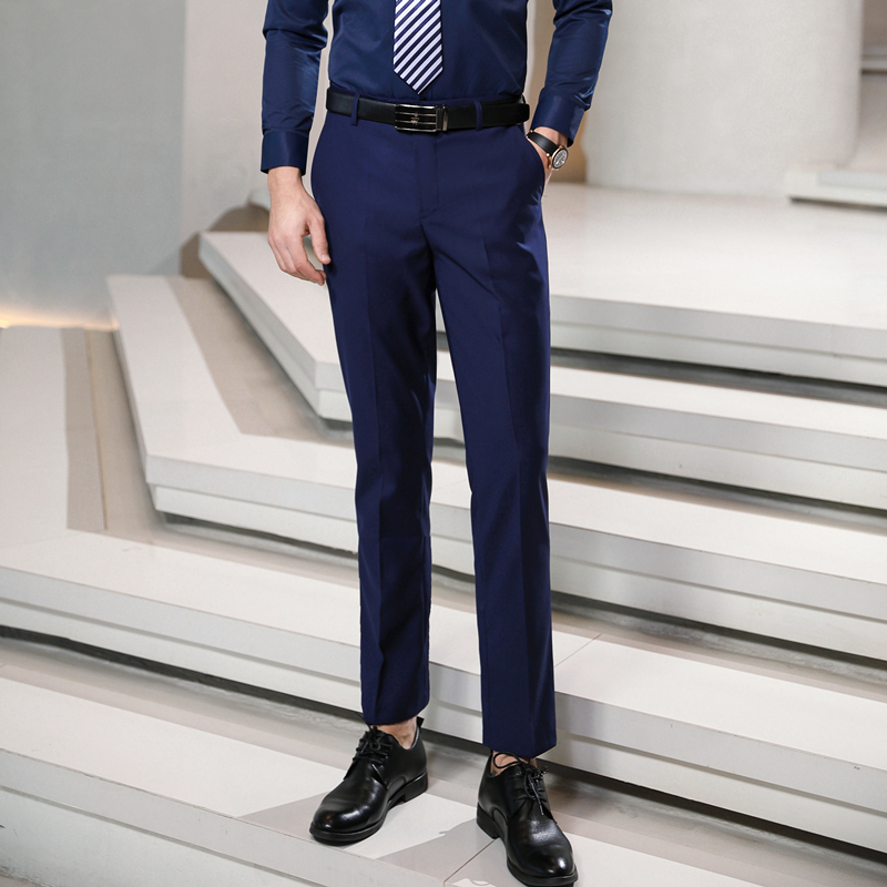 2023 새로운 LEXUS 4S 스토어 정장 바지 남성과 여성을위한 비즈니스 슬림 피트 아이언 프리 정장 바지 사파이어 블루 전문 정장 바지