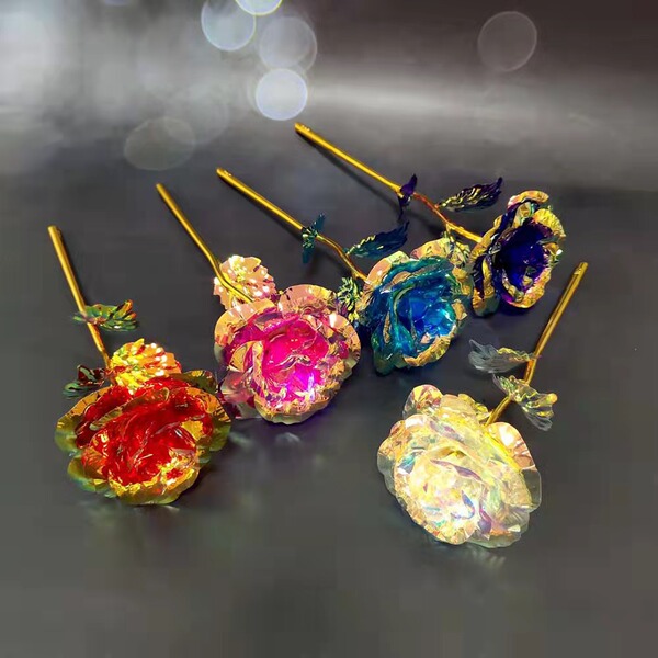七夕节金箔彩金玫瑰花火炬盒单支花束七夕教师节礼物礼品厂家
